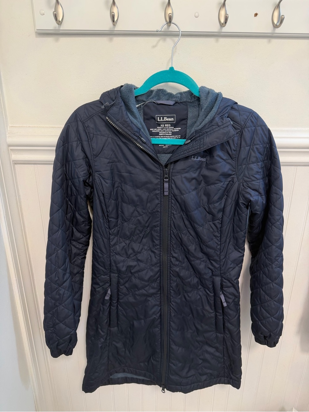 L.L. Bean Women's Navy Quilted Hooded Puffer Coat